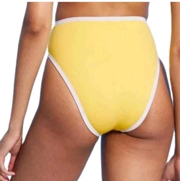 Women's High Waist High Leg Cheeky Contrast Band Bikini Bottom Shade & Shore L - Picture 2 of 10